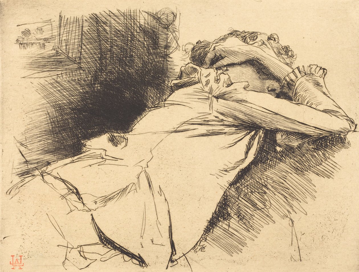Reclined Woman Sleeping Femme soffa sommeillant, 1892. av Auguste Lepere