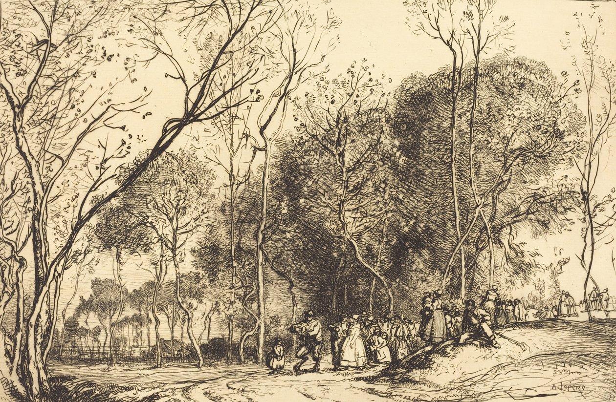 Sommar i Saint-Martin, det förflutna bröllopet Ete de la Saint-Martin, la noce qui passe, 1908. av Auguste Lepere