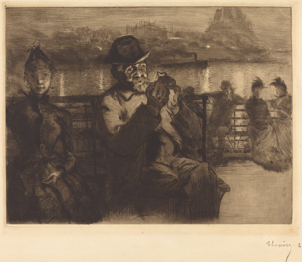 På Seine, på natten av Auguste Lepere