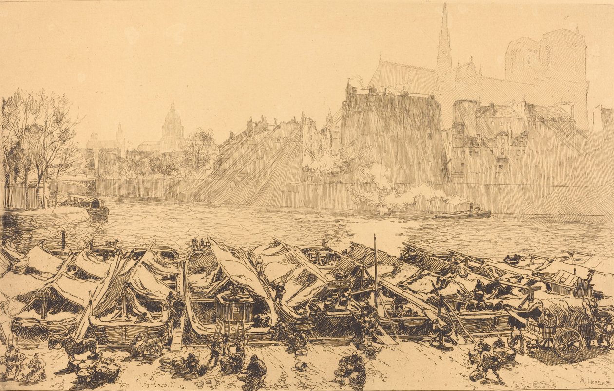 Den stora äppelmarknaden Den stora äppelmarknaden, 1891. av Auguste Lepere