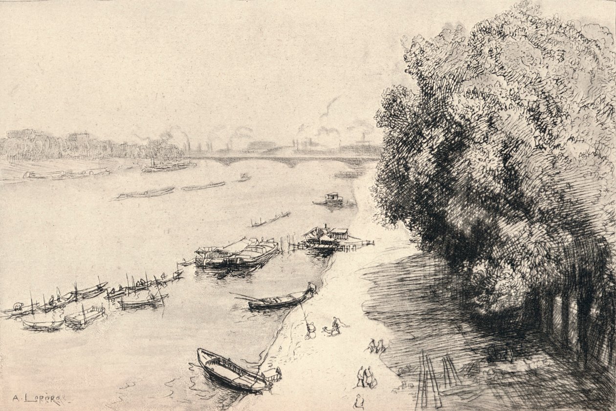 Seinen vid Pont National, 1915 av Auguste Louis Lepère
