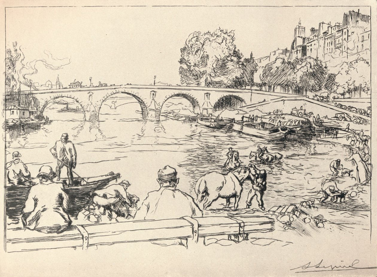 Vattenplatsen vid Pont Marie, 1915 av Auguste Louis Lepère