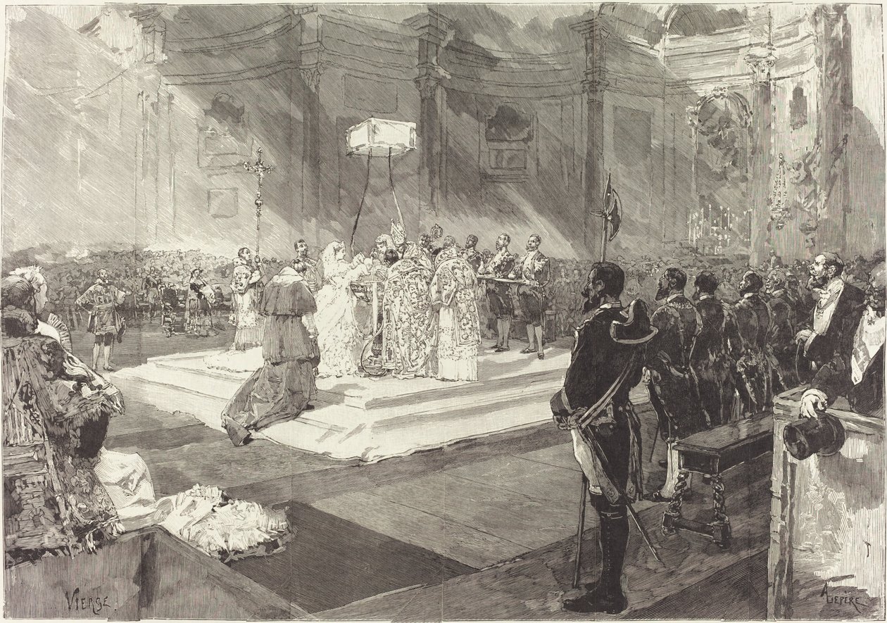 Kungligt dop vid Spaniens hov av Auguste Lepère after Daniel Vierge