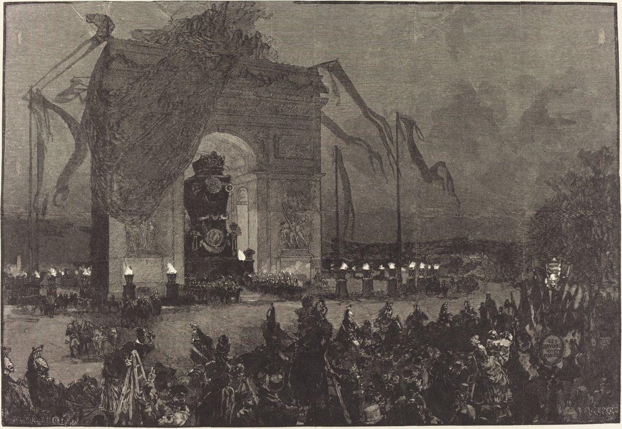 Victor Hugos begravning. Vakan av Auguste Lepère after Henri Louis Scott