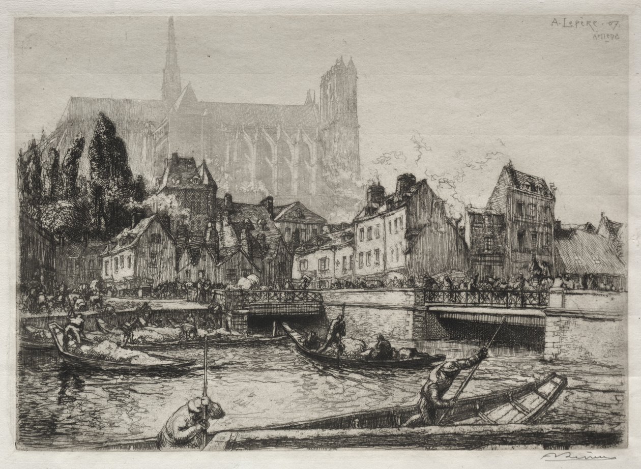 Ankomster av grönsaker-Amiens av Auguste Louis Lepère