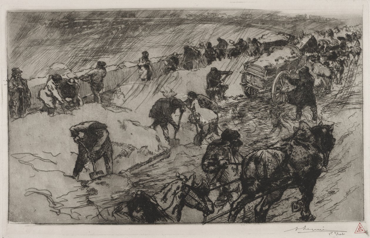 Kämpa mot snön, Quai aux Fleurs av Auguste Louis Lepère