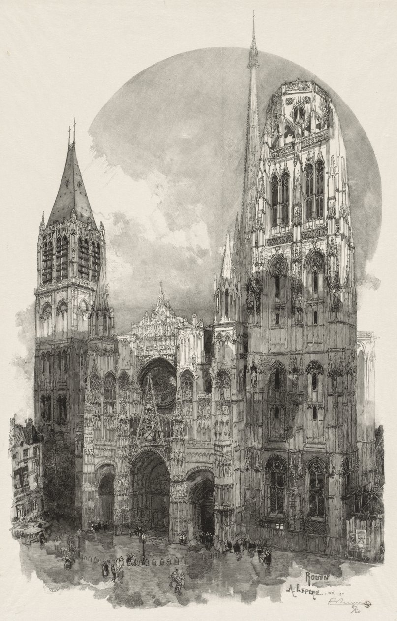 Illustrerad Rouen: Katedralen i Rouen av Auguste Louis Lepère