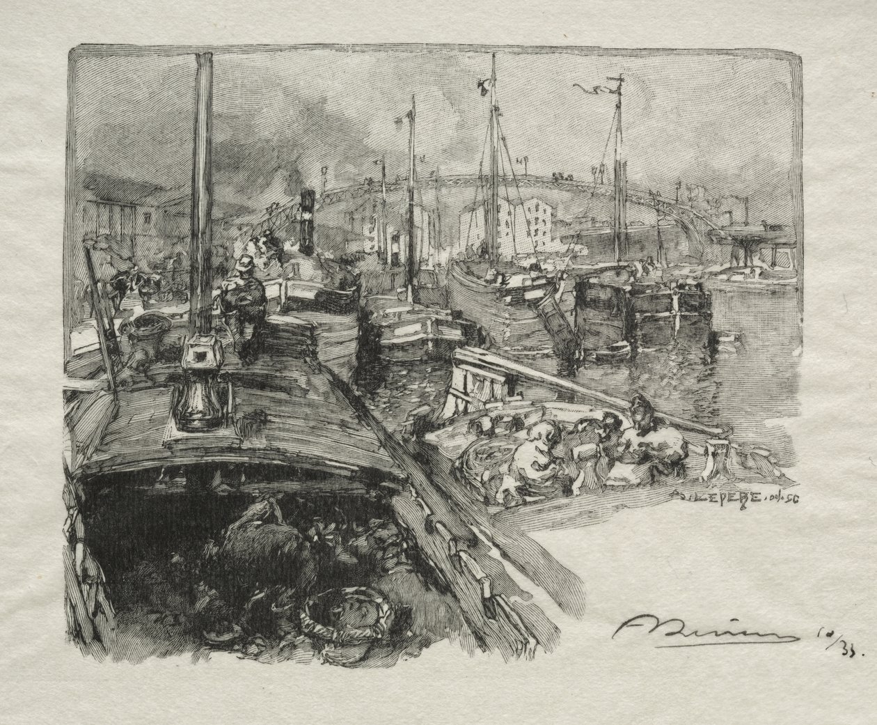 Bassin de la Villette av Auguste Louis Lepère