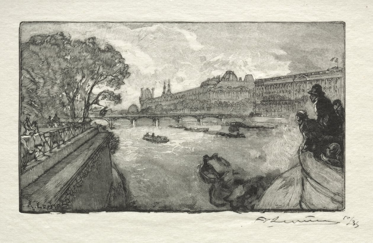Louvren, sett från Pont Neuf av Auguste Louis Lepère