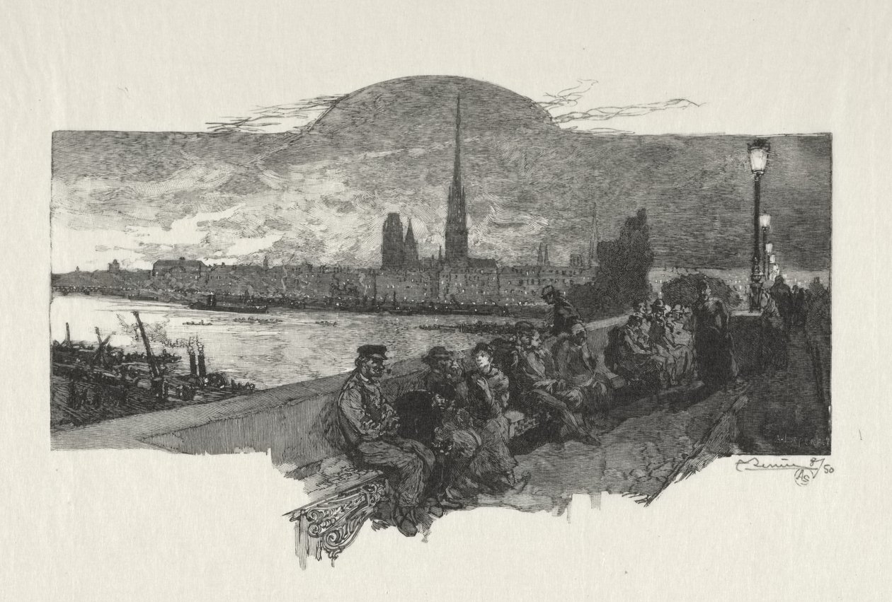 Illustrerad Rouen: The Bridge of Stones av Auguste Louis Lepère