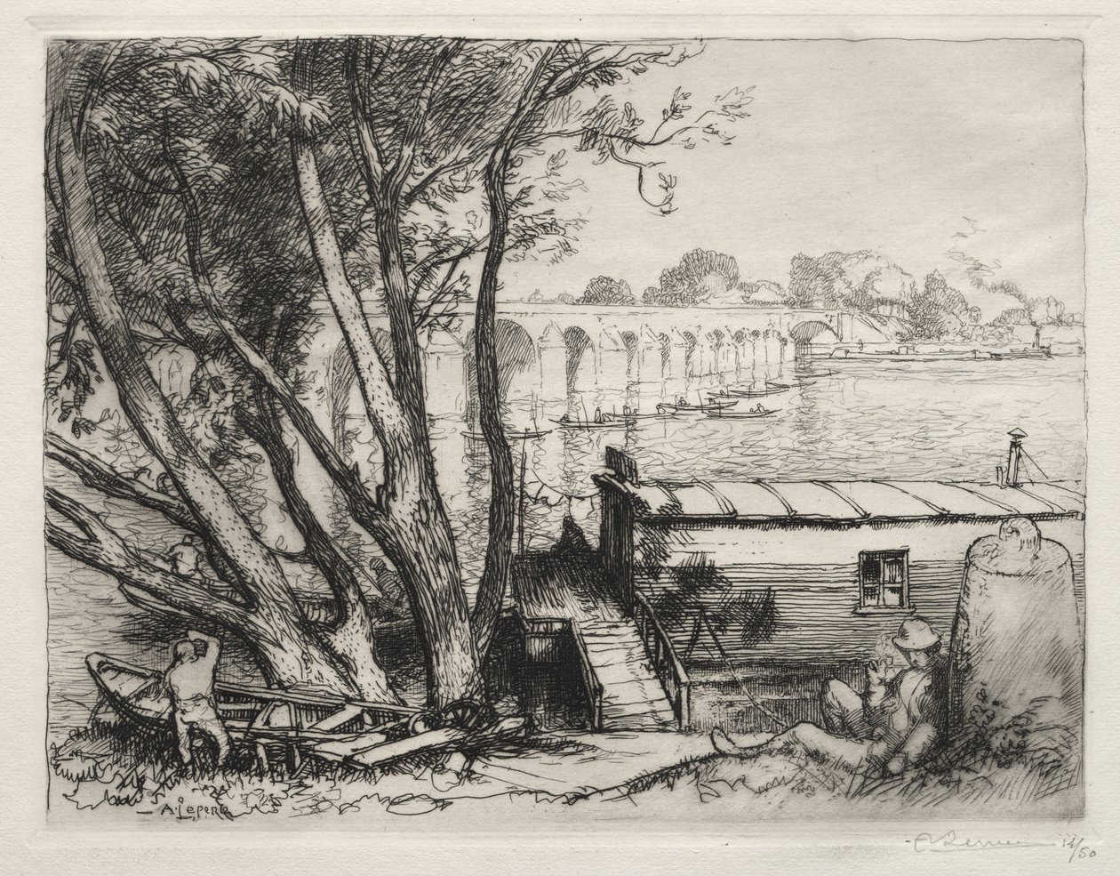 Poissy-bron av Auguste Louis Lepère