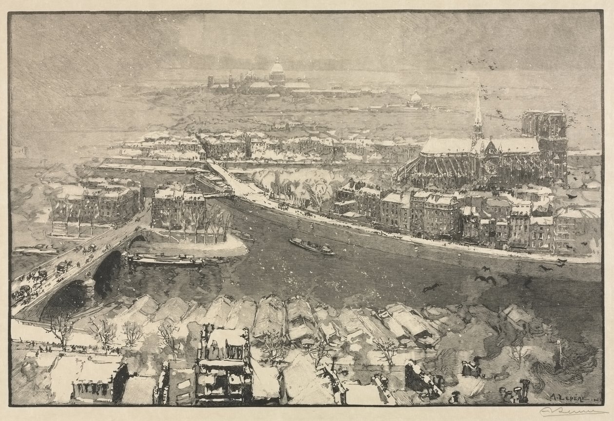 Paris under snö av Auguste Louis Lepère