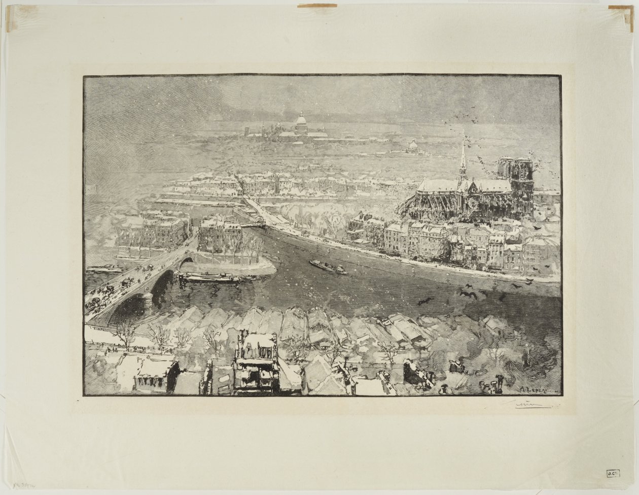 Paris under snön, sett från toppen av Saint-Gervais av Auguste Louis Lepère