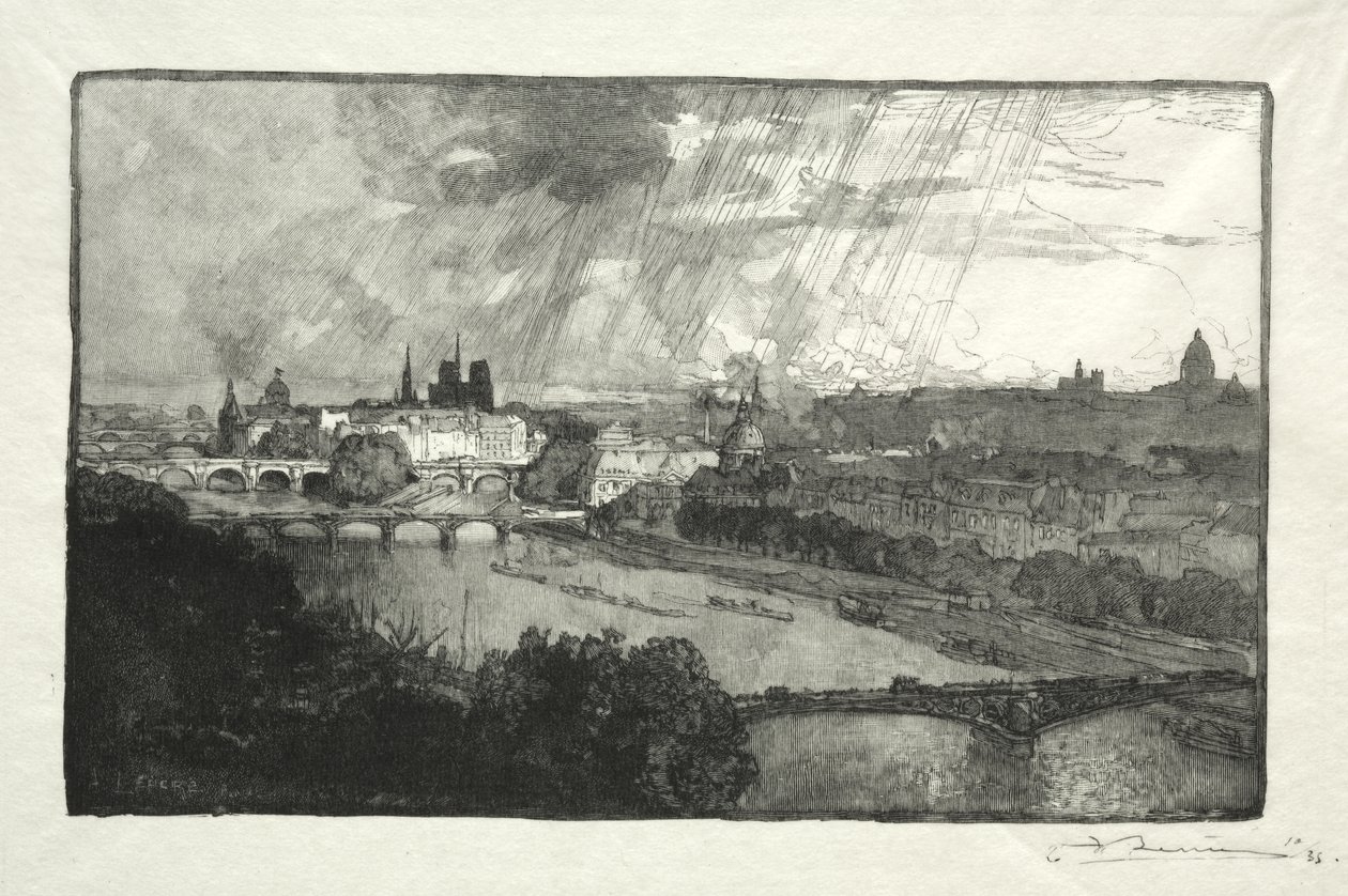 Paris, sett från Pavillon de Flore av Auguste Louis Lepère