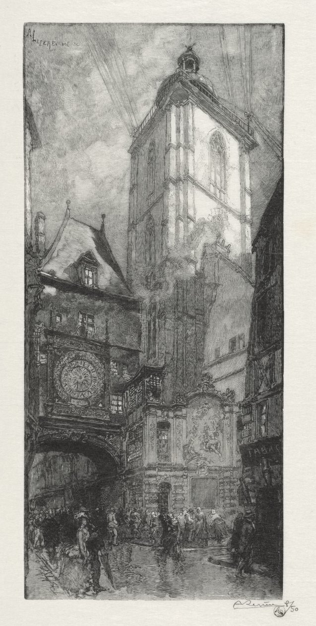 Illustrerad Rouen: Den stora klockan av Auguste Louis Lepère