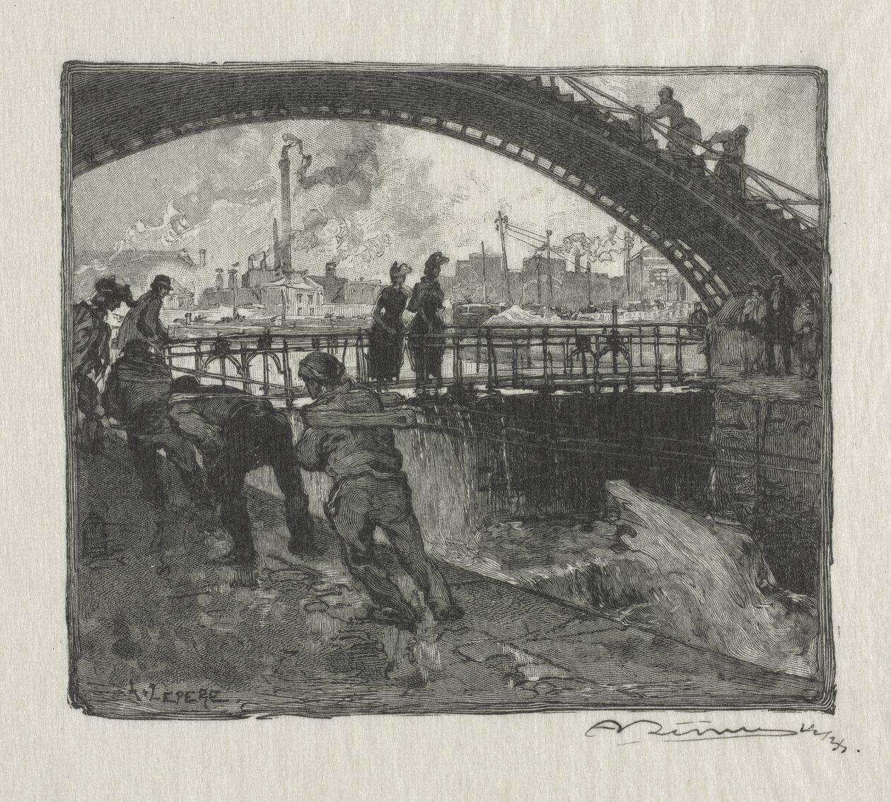 S:t Martin-kanalens slussen av Auguste Louis Lepère