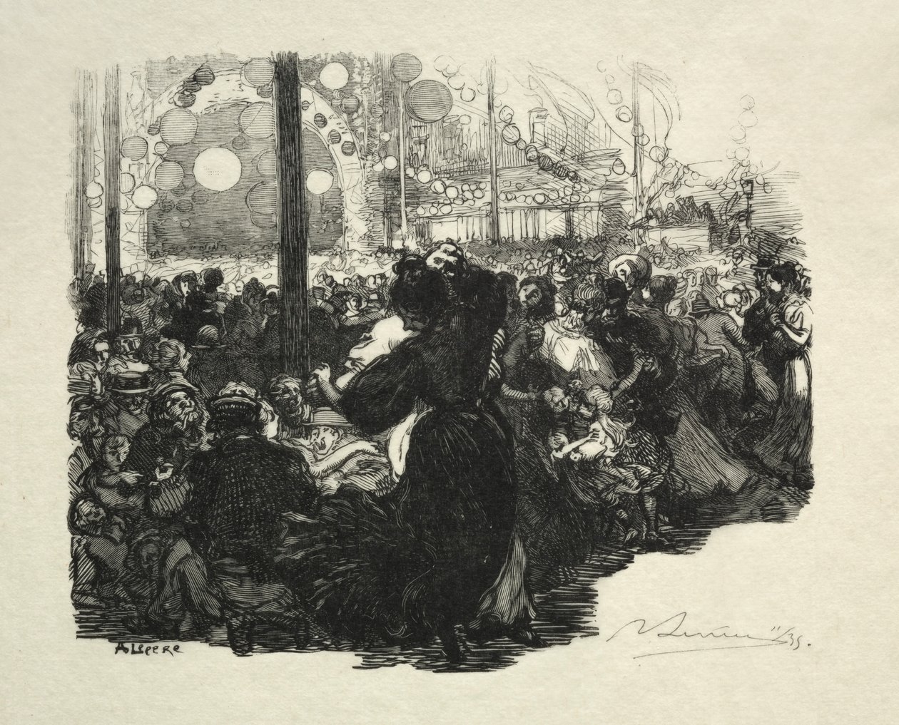 14 juli, Rue de Belleville, 10:00 av Auguste Louis Lepère