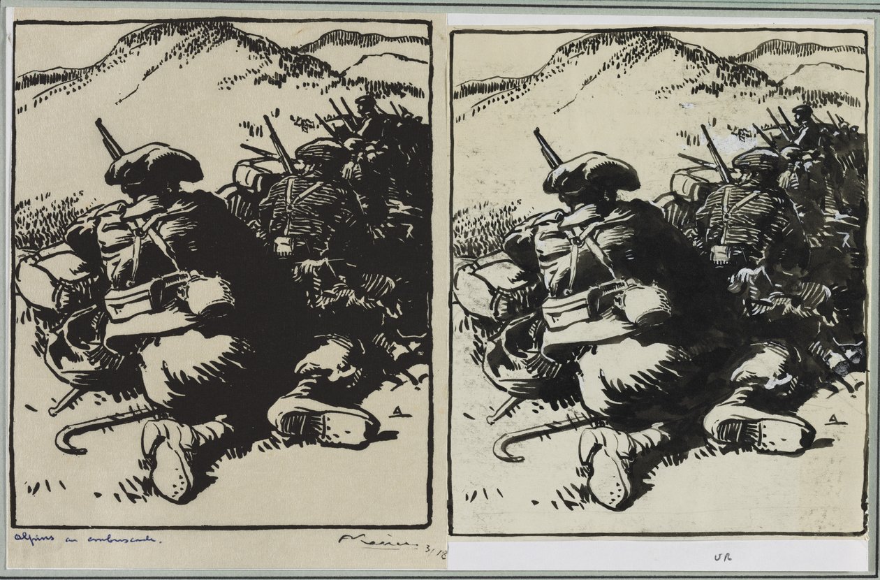 Alperna i bakhåll, 1914. av Auguste Louis Lepère