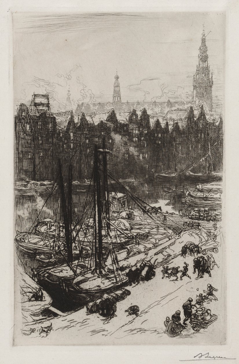 Amsterdam, utsikt över Victoria Hotel. av Auguste Louis Lepère