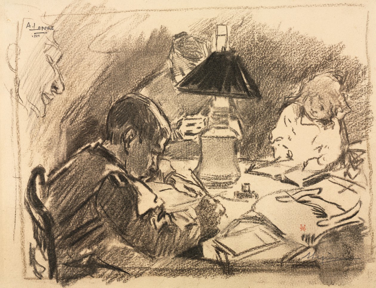 Runt lampan, 1888. av Auguste Louis Lepère