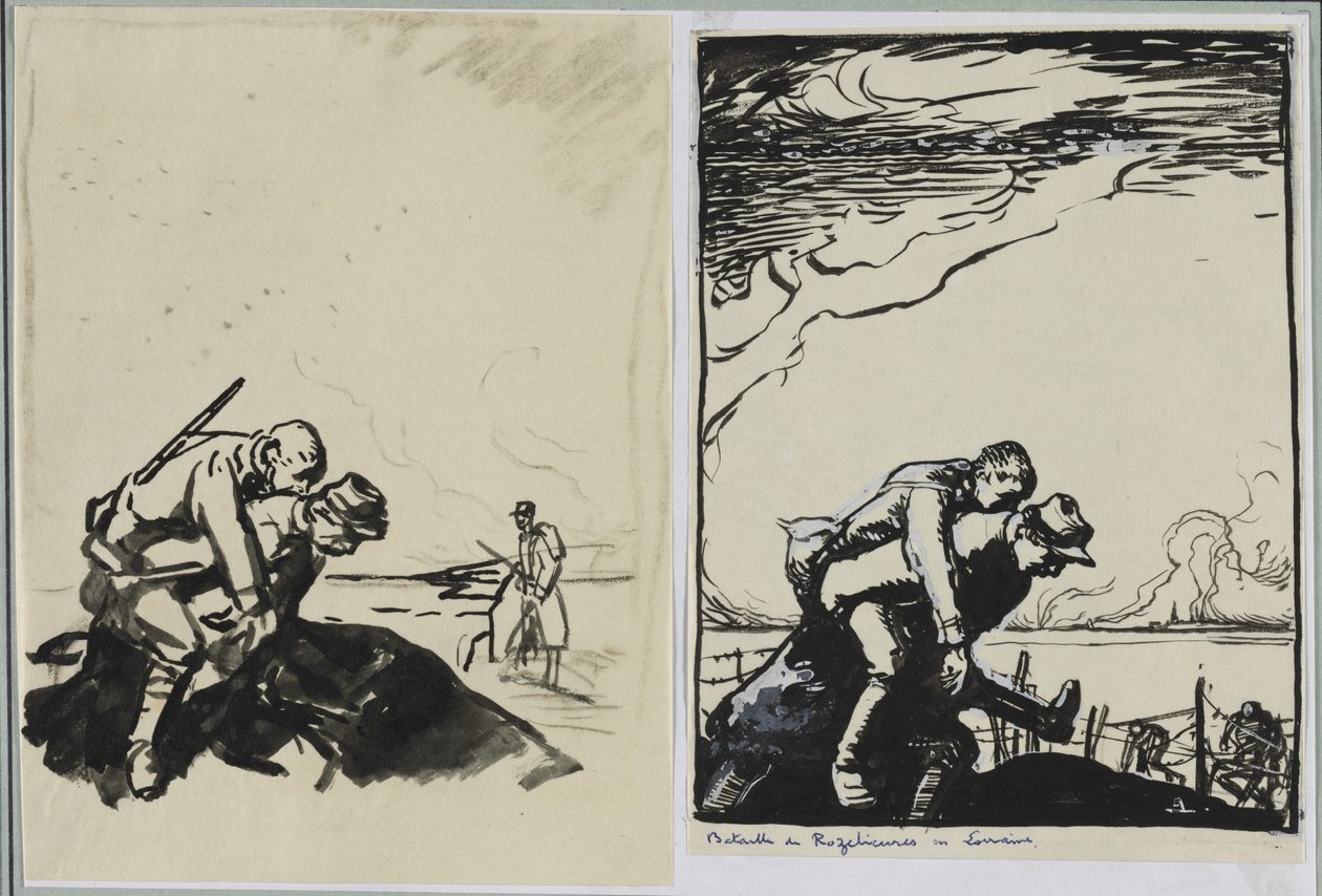 Slaget vid Rozelieures i Lorraine, 1914. av Auguste Louis Lepère