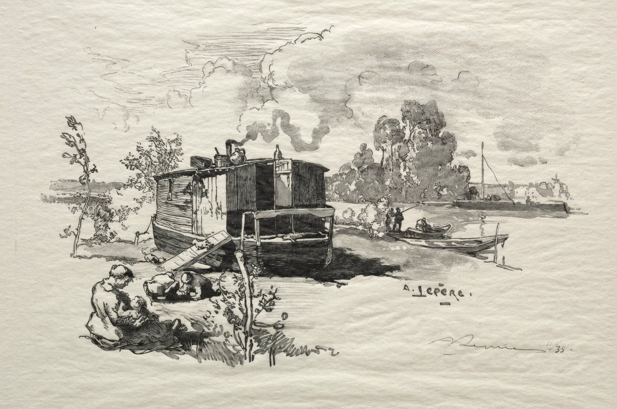Bostadsbåt. av Auguste Louis Lepère