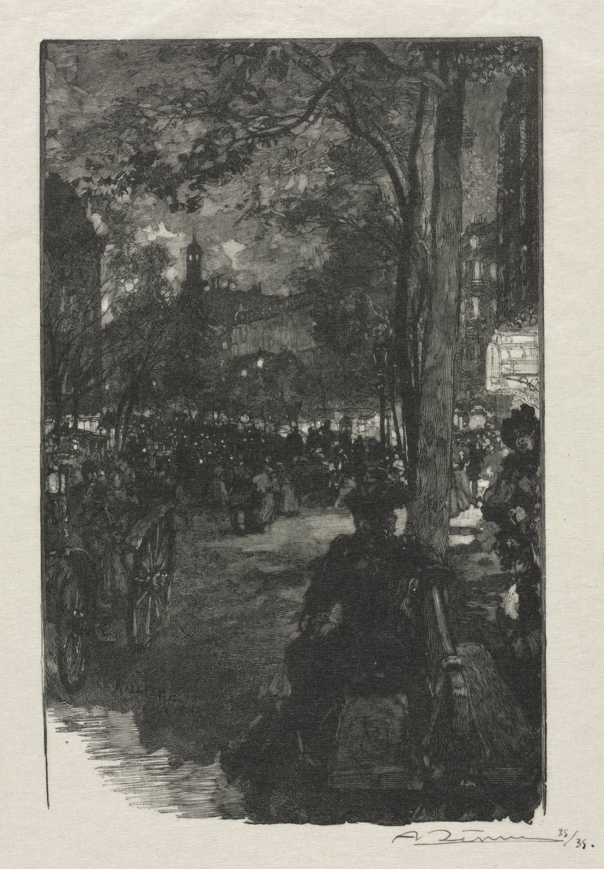Boulevard Montmartre, kväll, 1890. av Auguste Louis Lepère