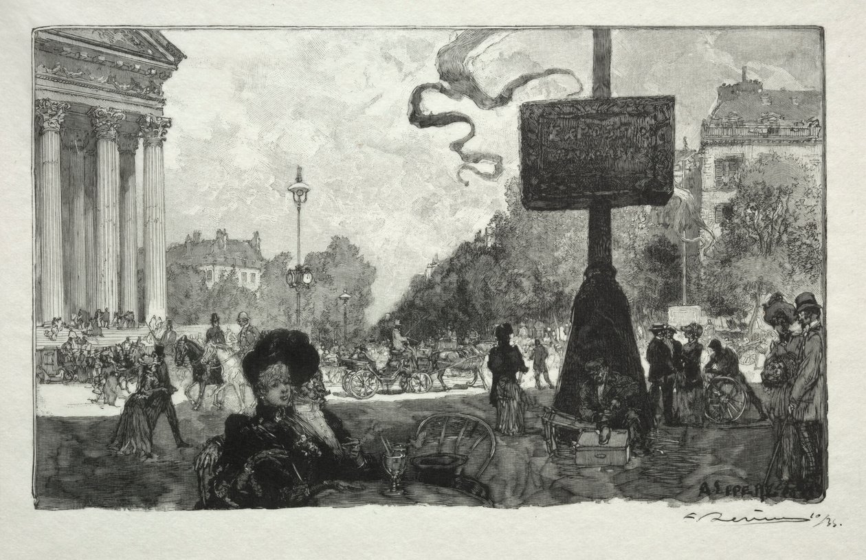 Hörn av Rue Royale, 1890. av Auguste Louis Lepère