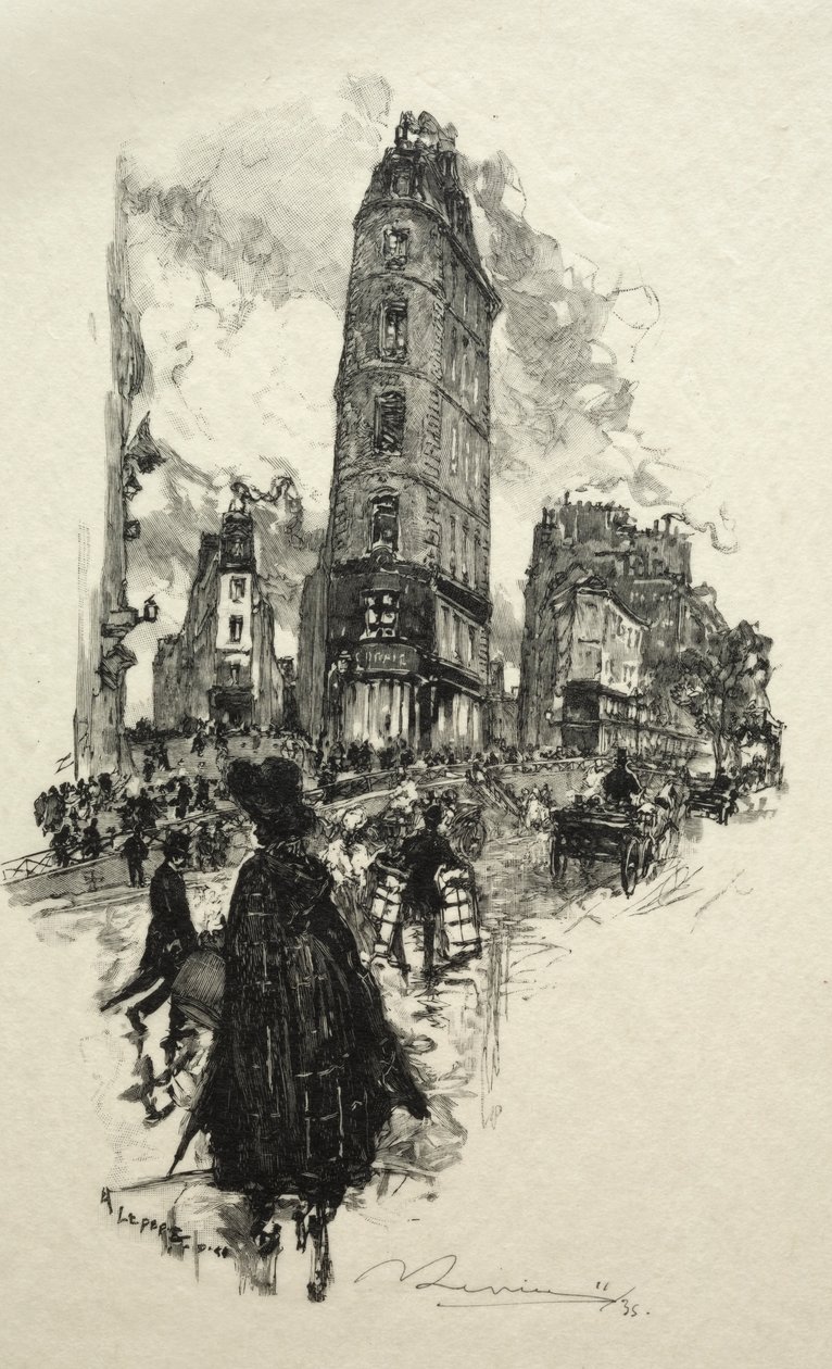 Hörn av Moon Street, 1890. av Auguste Louis Lepère