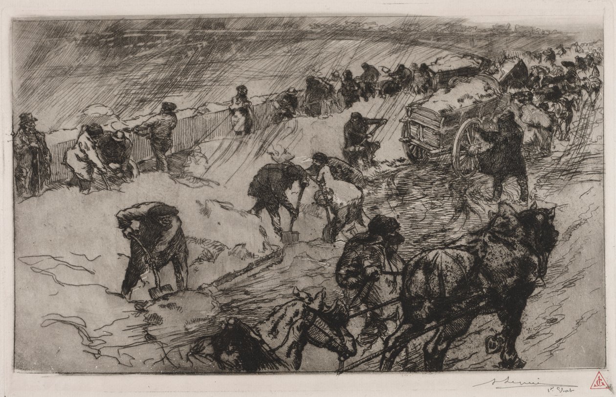 Kämpa mot snön, Quai aux Fleurs av Auguste Louis Lepère