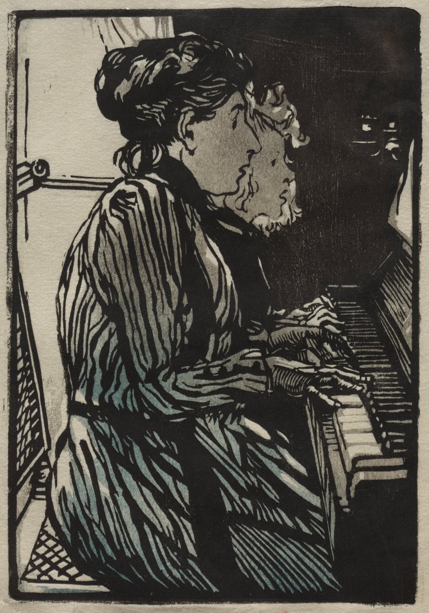 Studera med fyra händer, 1890. av Auguste Louis Lepère