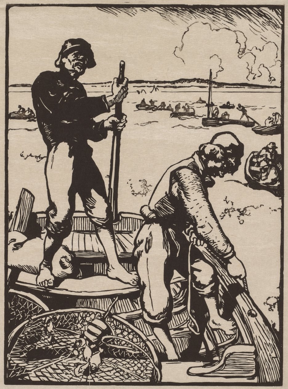 Fiske efter räkor. av Auguste Louis Lepère