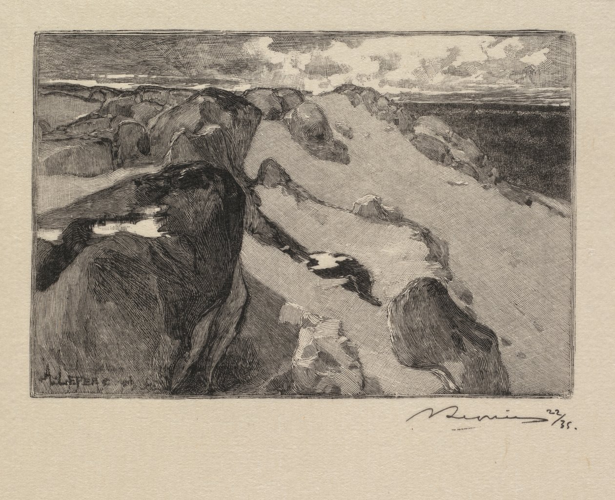 Fontainebleau-skogen: Arbonne, Le Gros Sablon (Skogen Fontainebleau: Arbonne-Le Gros Sablon) av Auguste Louis Lepère
