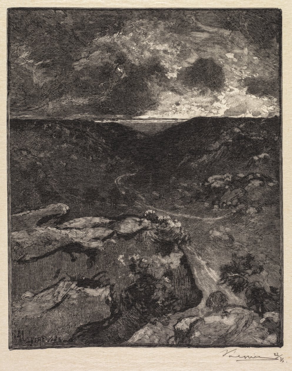Fontainebleau-skogen: Francharddalen La Forêt de Fontainebleau: La Vallée de Franchard, 1890. av Auguste Louis Lepère