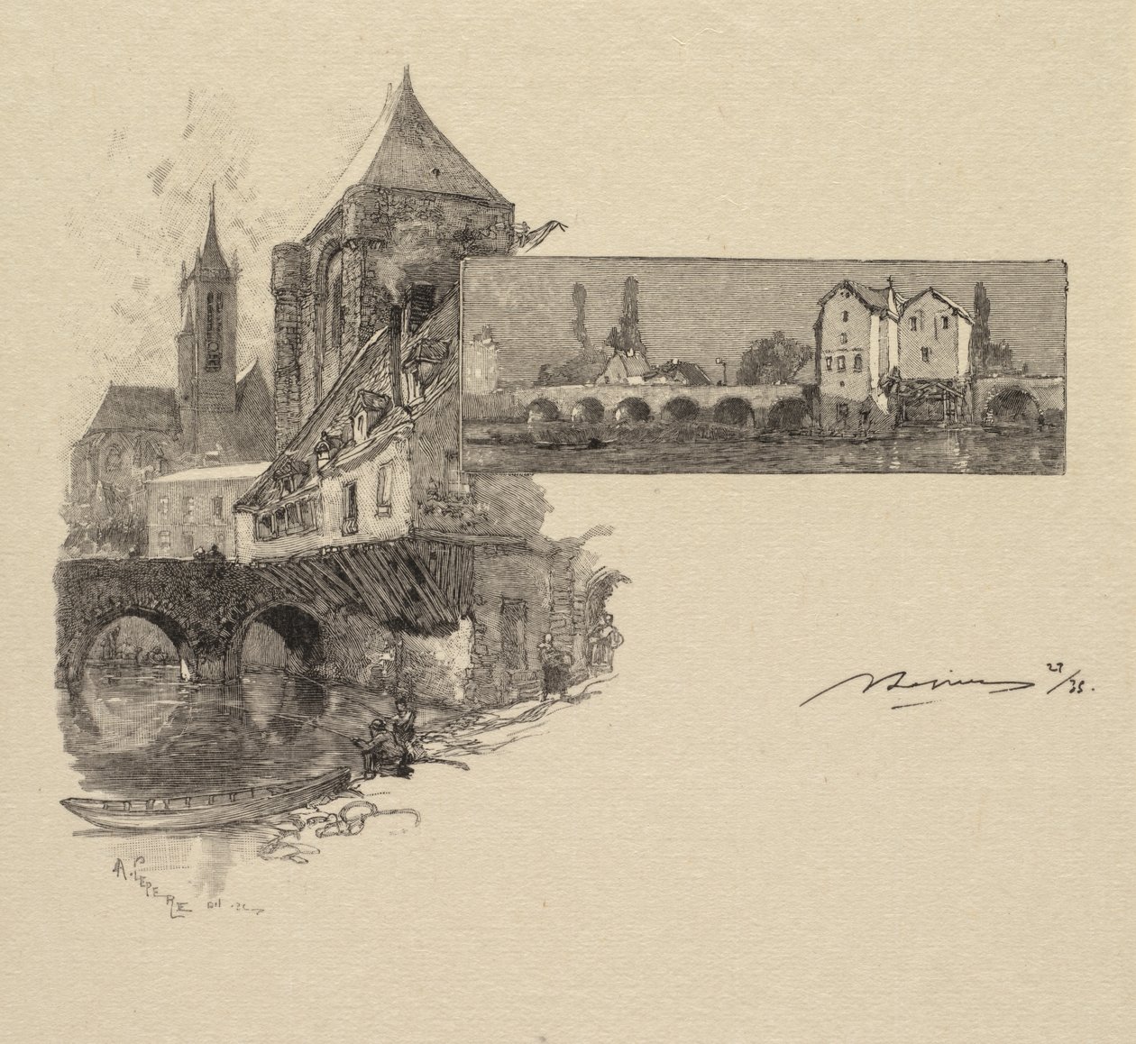 Fontainebleau Forest: Moret, Wood-Mill av Auguste Louis Lepère