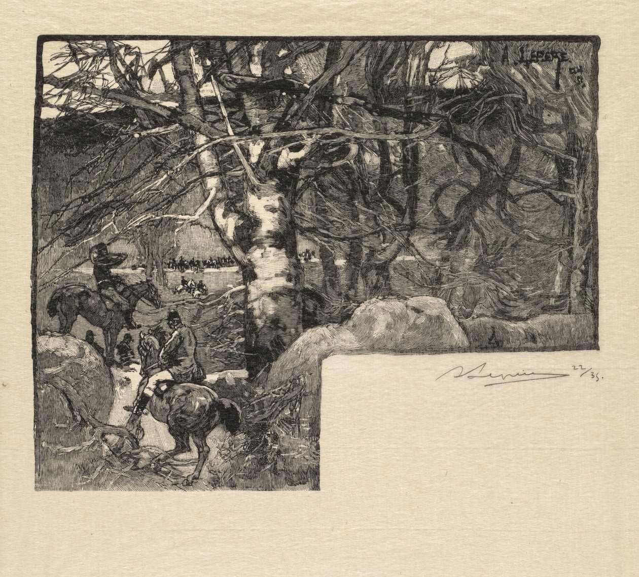 Fontainebleau Forest: Rid till hundarna vid Mont-Gérard av Auguste Louis Lepère