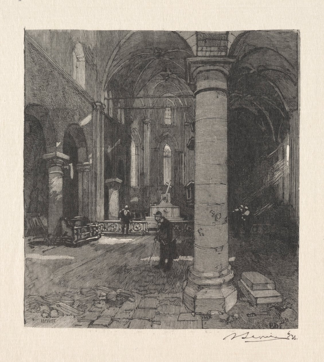 Kyrkans inre. av Auguste Louis Lepère
