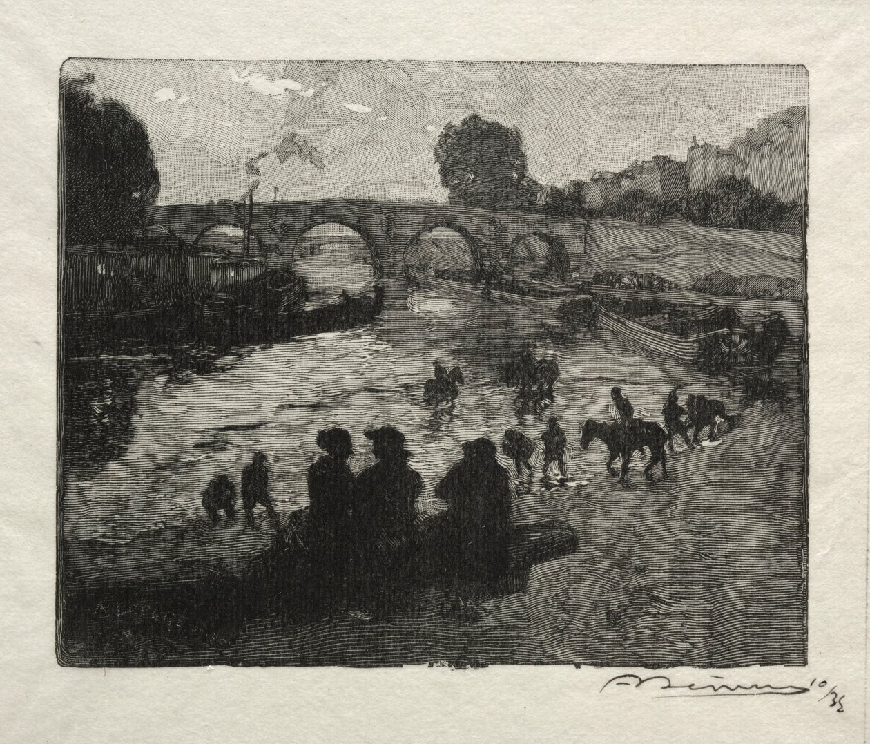 Drycketråget Pont Marie. av Auguste Louis Lepère