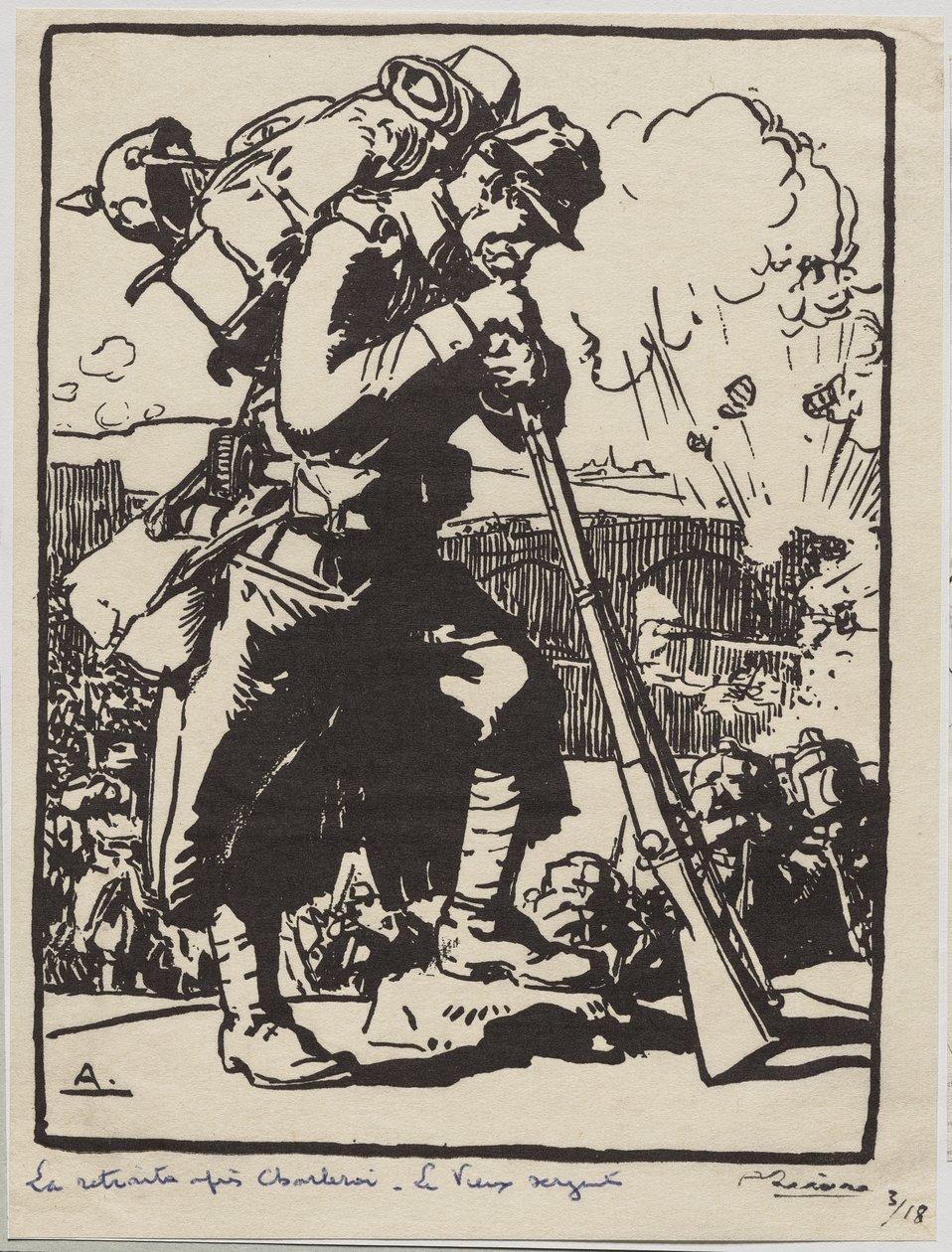 Retreaten efter Charleroi... av Auguste Louis Lepère