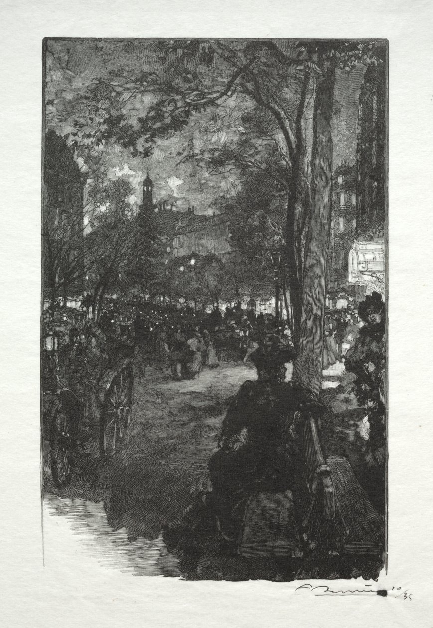 Boulevard Montmartre, kväll av Auguste Louis Lepère