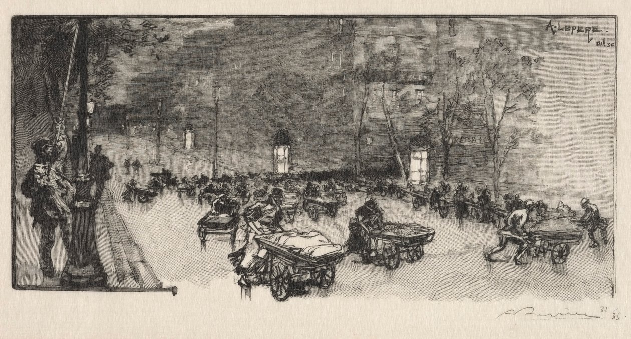 Boulevarden, i hörnet av Faubourg Montmartre av Auguste Louis Lepère