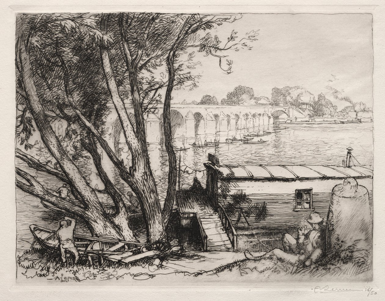 Poissy-bron av Auguste Louis Lepère