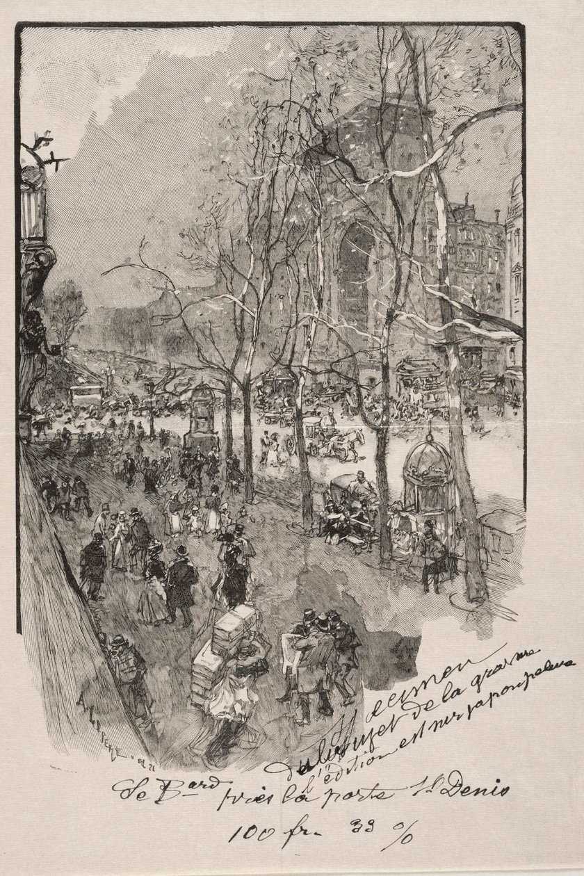 Boulevarderna, nära Porte St. Denis. av Auguste Louis Lepère