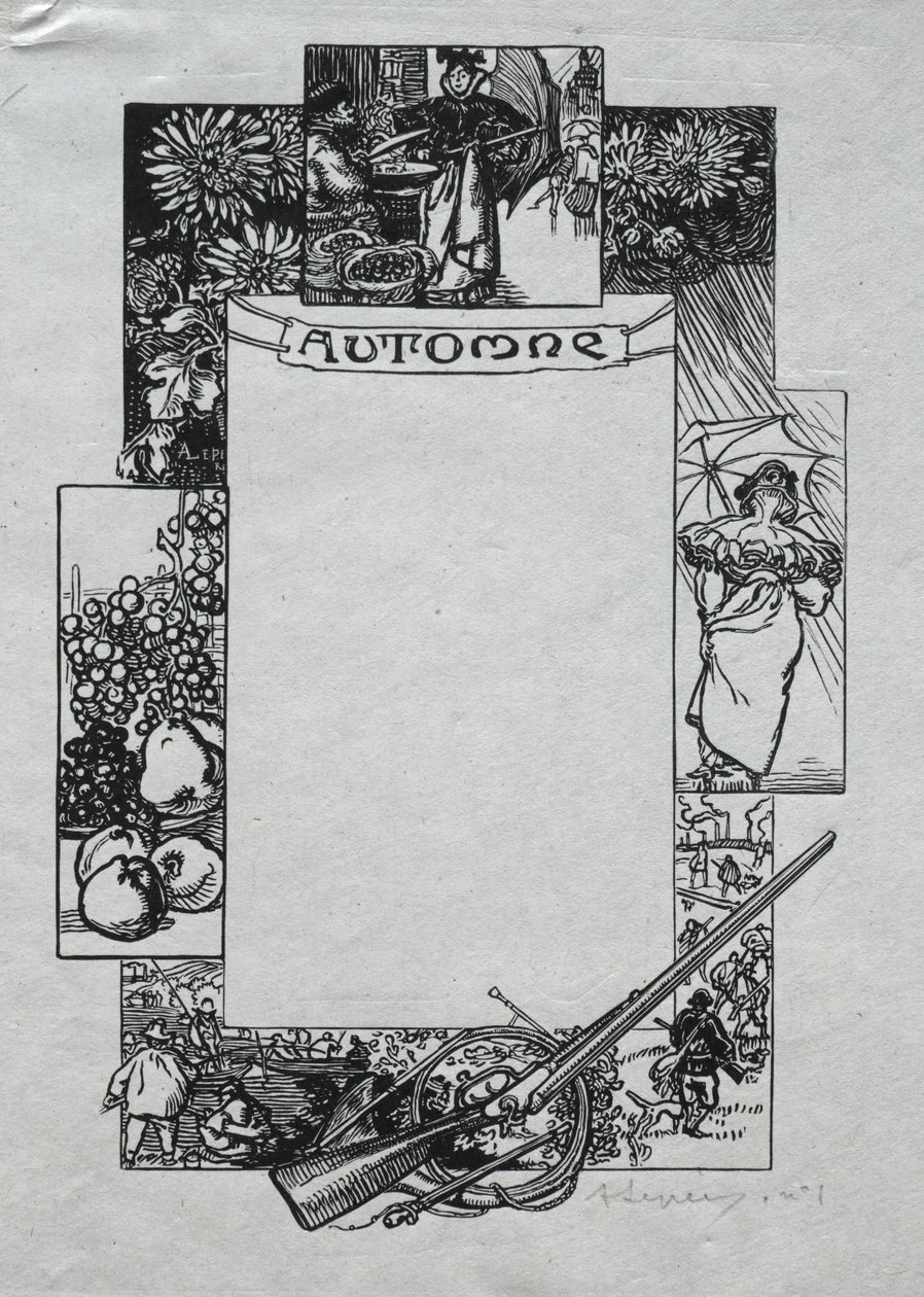 Parisalmanackan, 1897: Dekorativ kant, höst av Auguste Louis Lepère