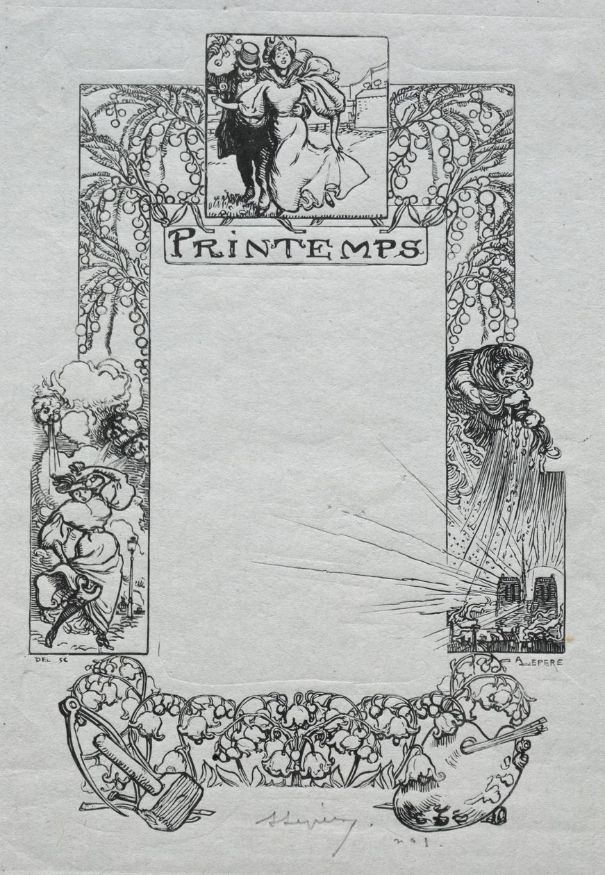 Parisalmanackan, 1897: Dekorativ kant, vår av Auguste Louis Lepère