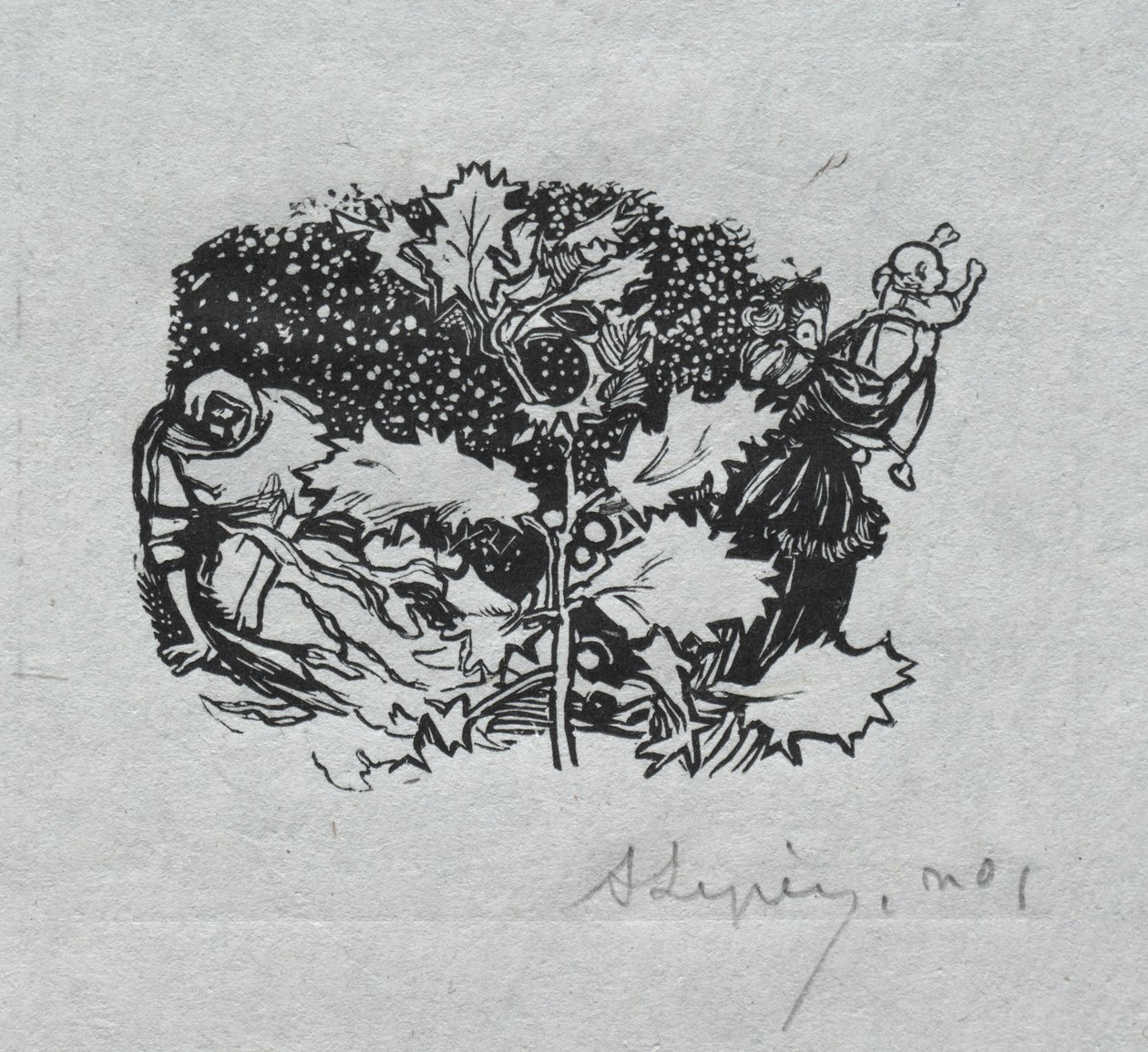 Paris-almanackan, 1897: Svansstycke, vinter, 1897. av Auguste Louis Lepère