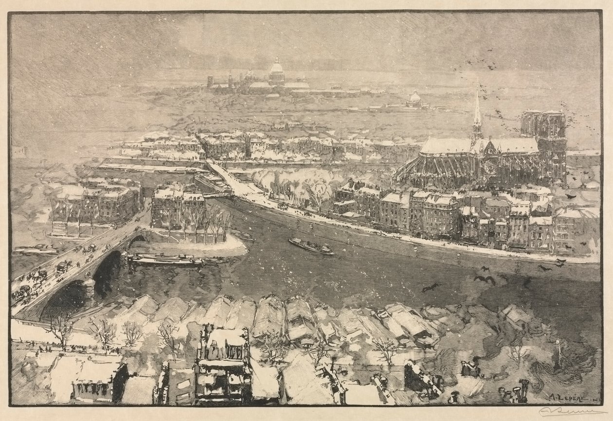 Paris under snö av Auguste Louis Lepère