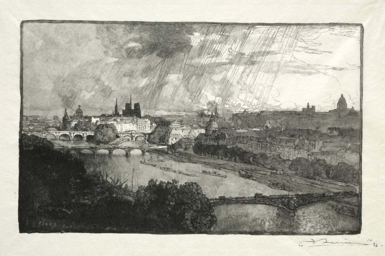 Paris, sett från Pavillon de Flore av Auguste Louis Lepère