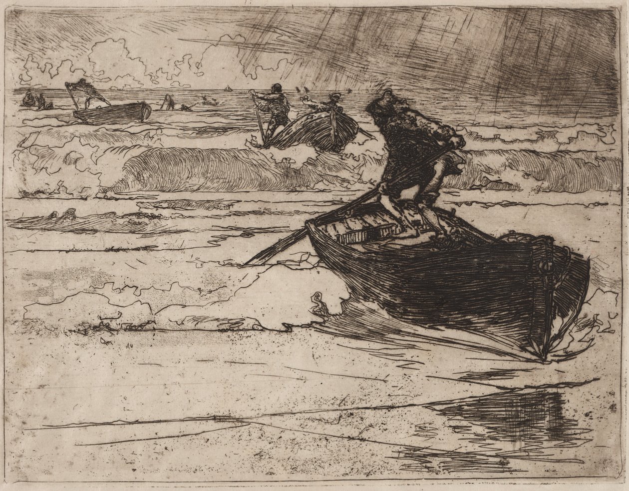 Fiskare som flyr före stormen av Auguste Louis Lepère