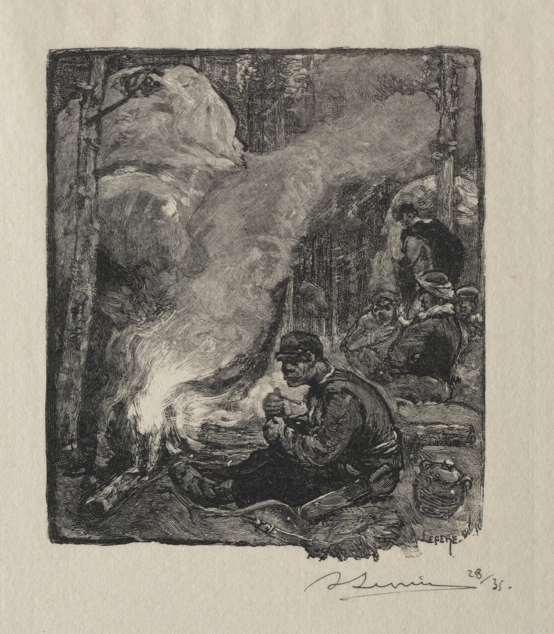 Skogshuggarnas måltid, 1887. av Auguste Louis Lepère